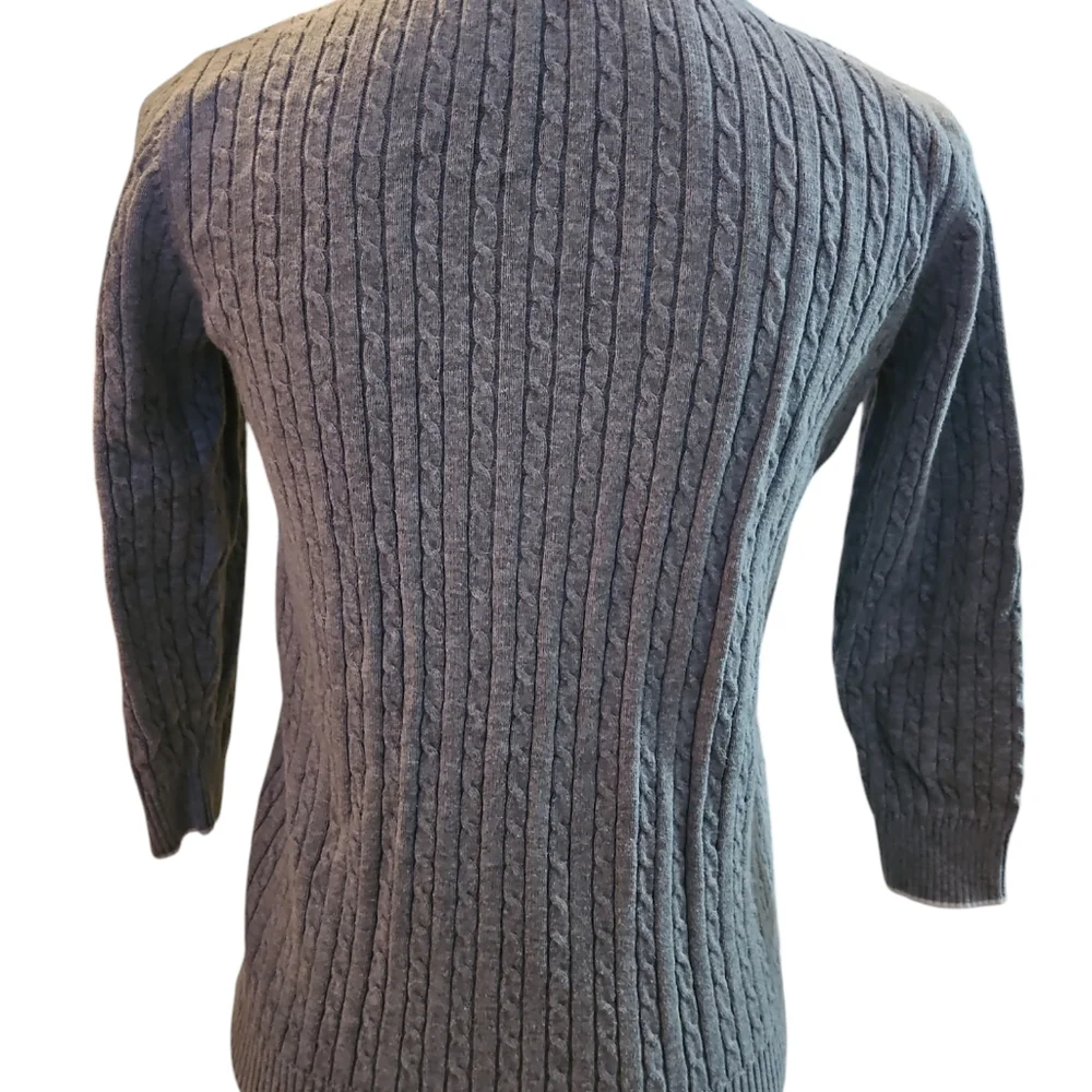 Lauren Ralph Lauren Gray Cableknit 2 Layer Sweater Sz Sm
